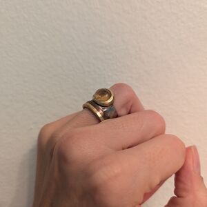 Silpada Metallic Mix Natural Citrine Ring In Sterling Silver Brass